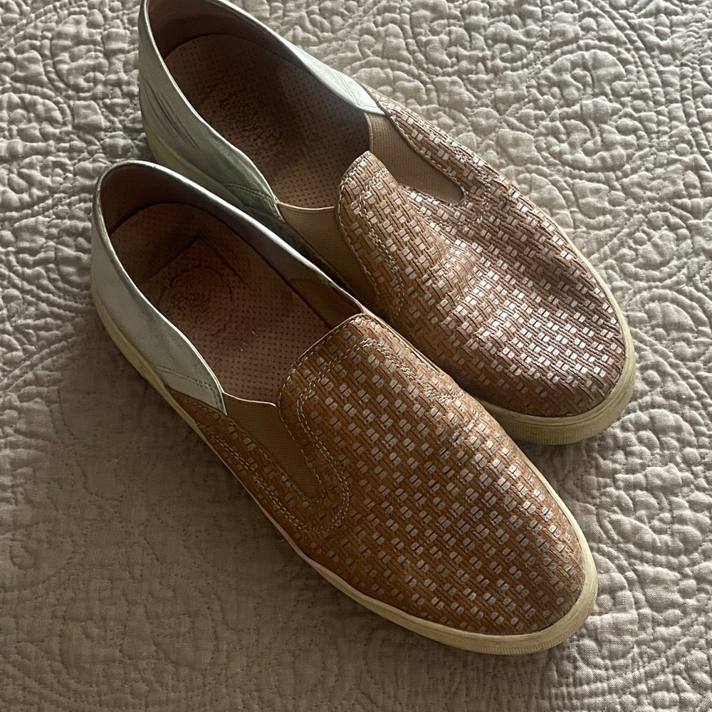 Vince Camuto Woven Brown and silver Metallic  Slip-On  Leather Shoes